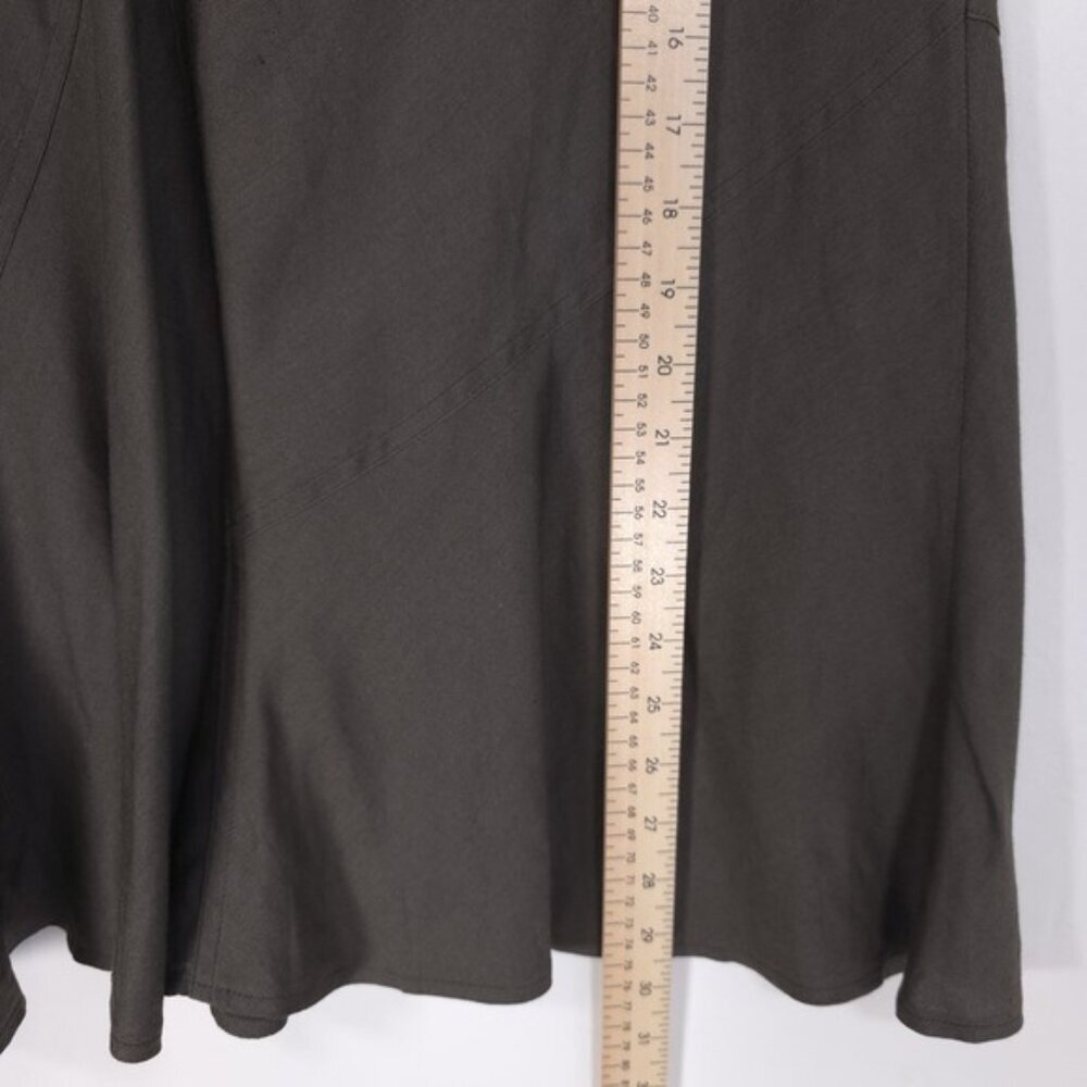 SANDRO Sportswear Women's Size 14 Olive Brown Skirt Flared LINEN Blend‎ Midi - Picture 6 of 10